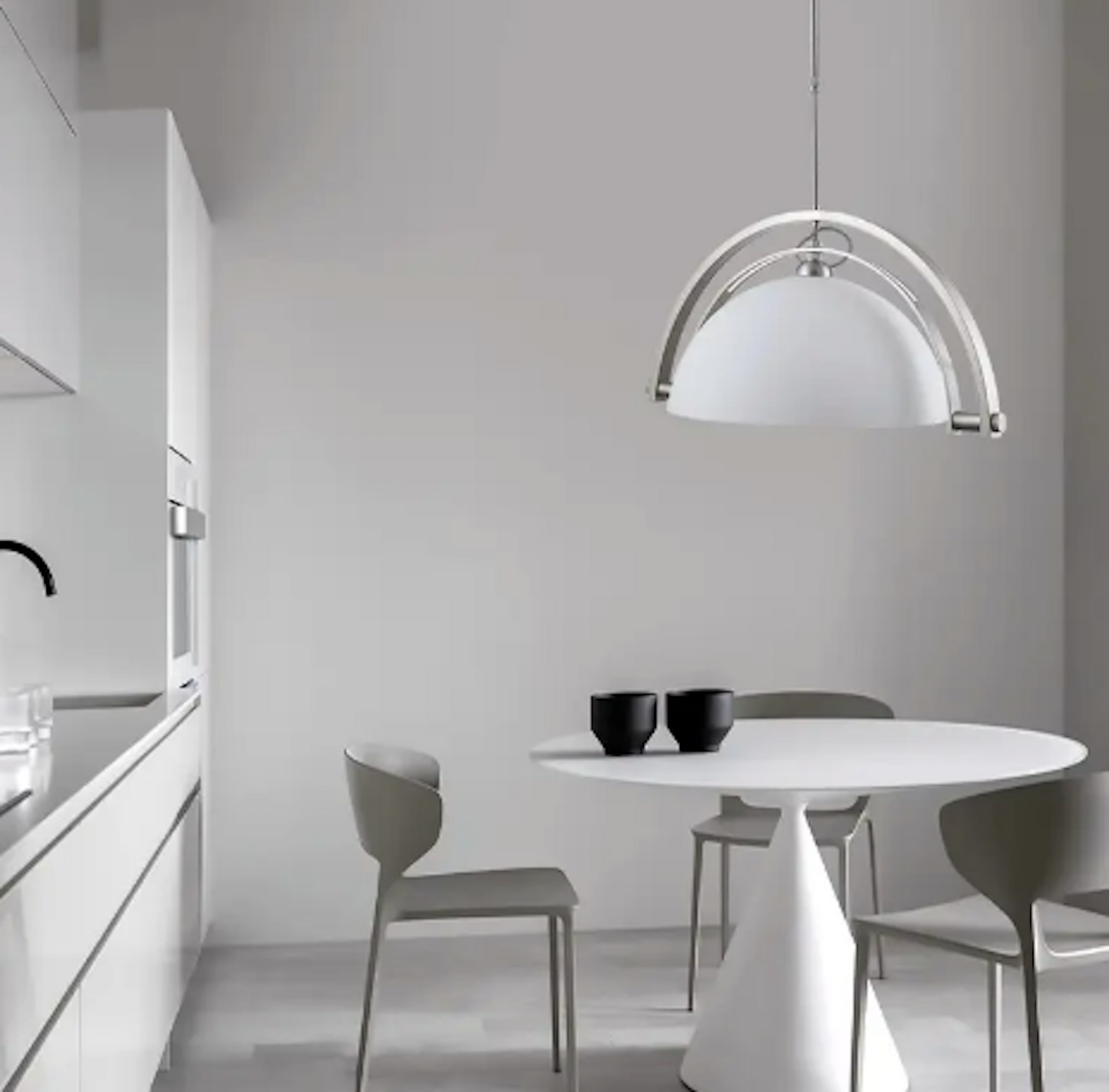 Marlo Half Globe Retro Retractable Chrome White Pendant Chandelier