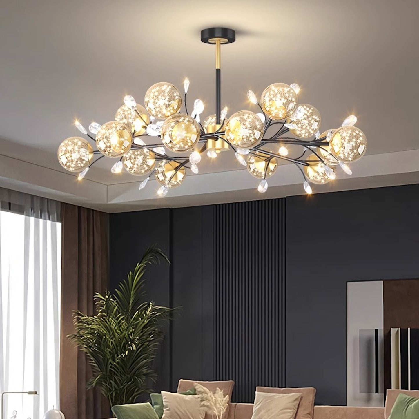 Radiance Micro Globes with Glowing LED lights Pendant Chandelier available in 3 sizes