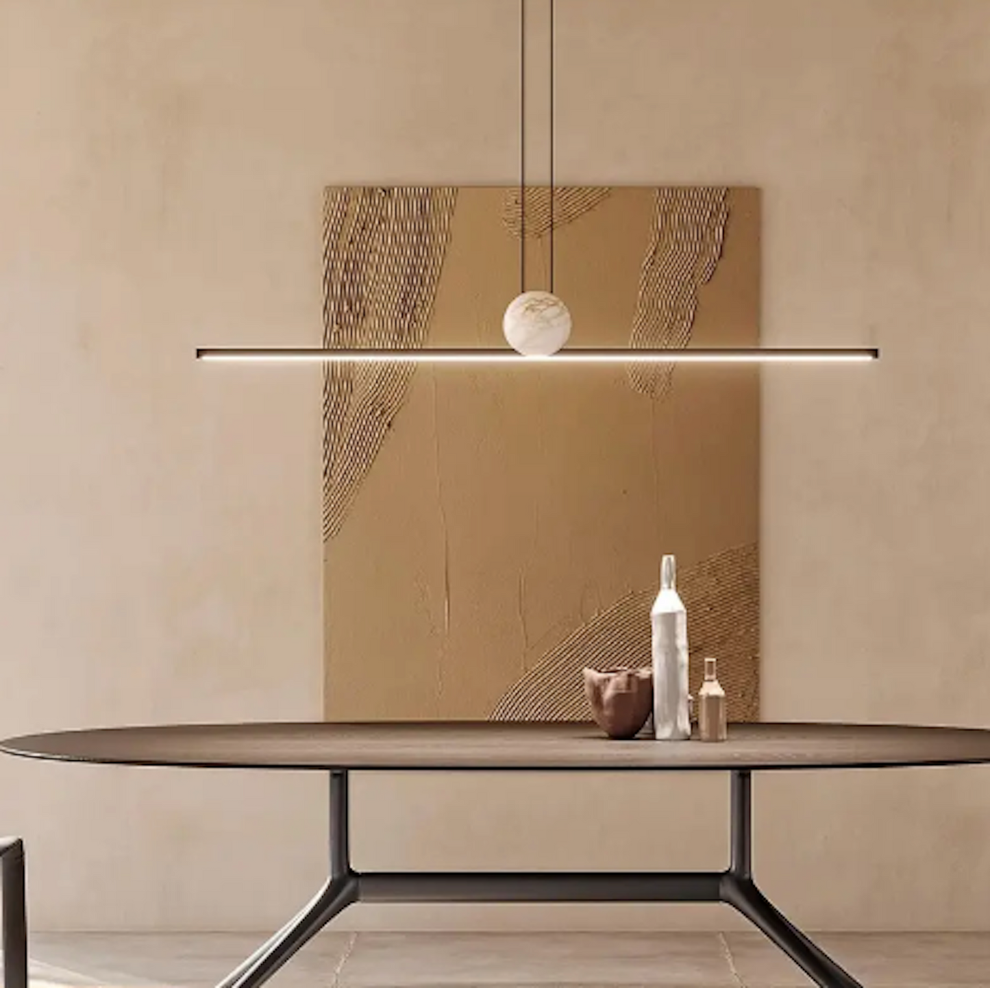 Sunray Minimalist LED Metal Line Marble Ball 3000K 47.25 Inch (120cm)