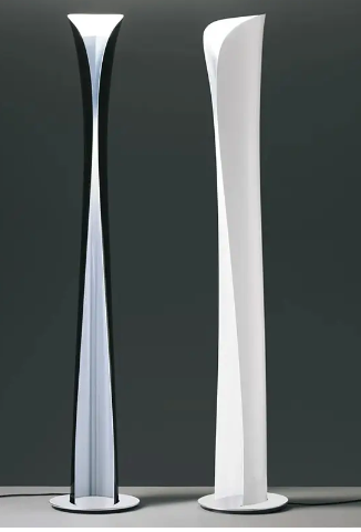 Spiral Metal Structure Floor Lamp Black and White Artemide Inspired 174cm 68.50 Inch High