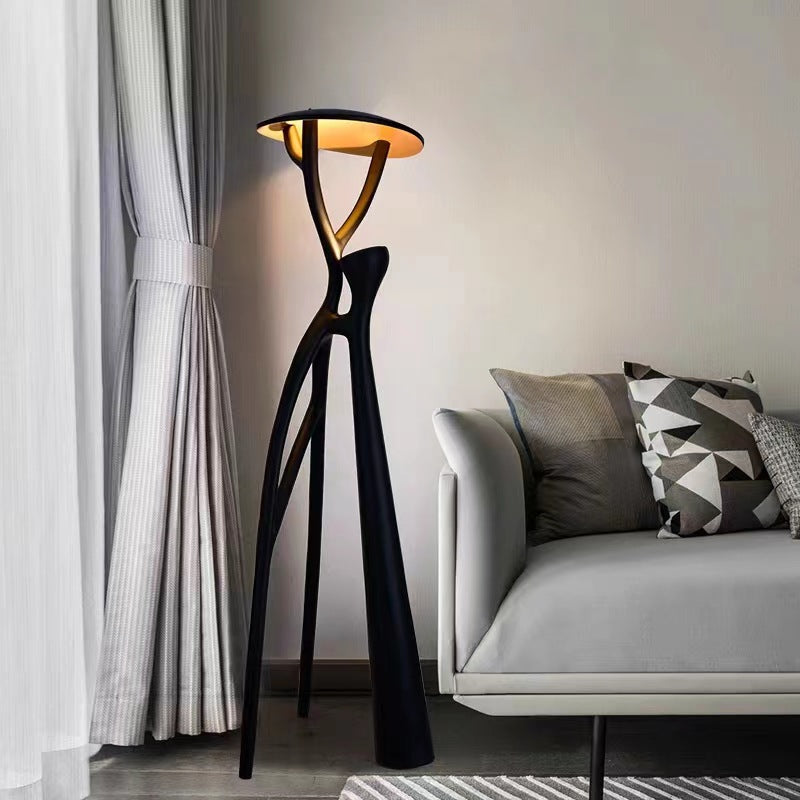 Together Impressive Structural Black Floor Lamp Gold Interior Shade 180cm High 70.86 Inch