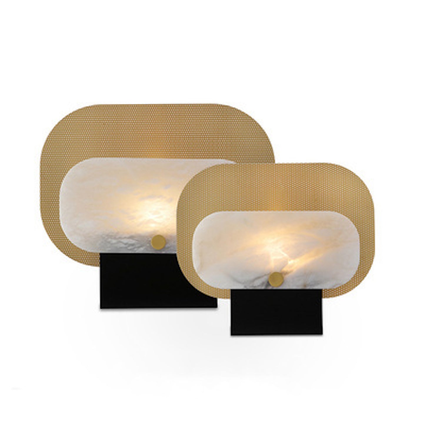 Enigma W Modern Bauhaus Alabaster on Black Base Wide Table Lamp