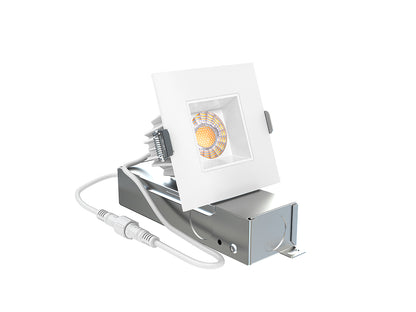 NexaSquare 2" & 4" Square Recessed LED Downlight, 5CCT Selectable, 500 Lumens, White Trim (6 Lights)