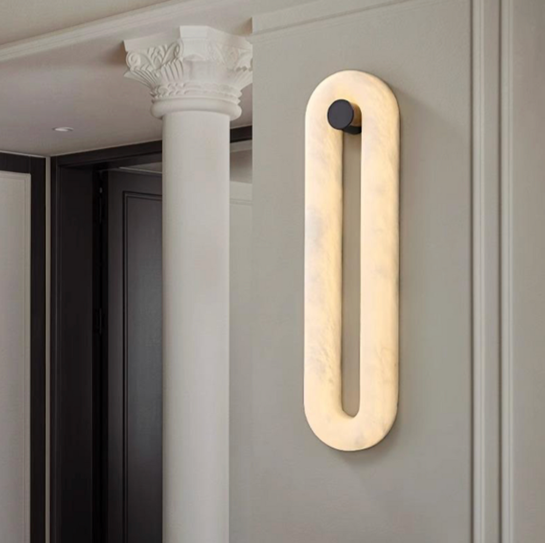 Alva Alabaster Oval ring sconce  on a hanger multiple sizes