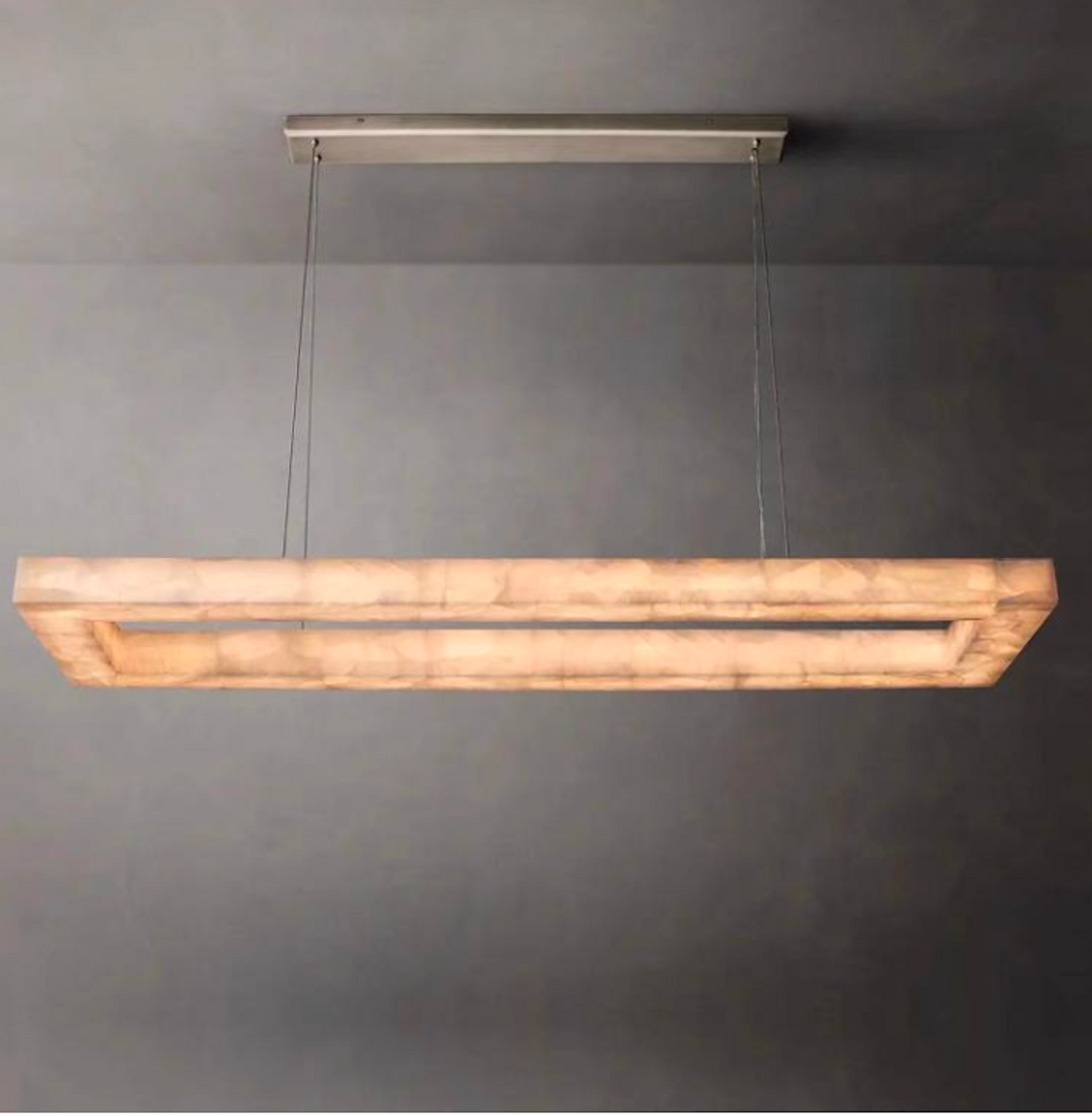 LINEA RECTANGULAR ALABASTER AND METAL LED CHANDELIER