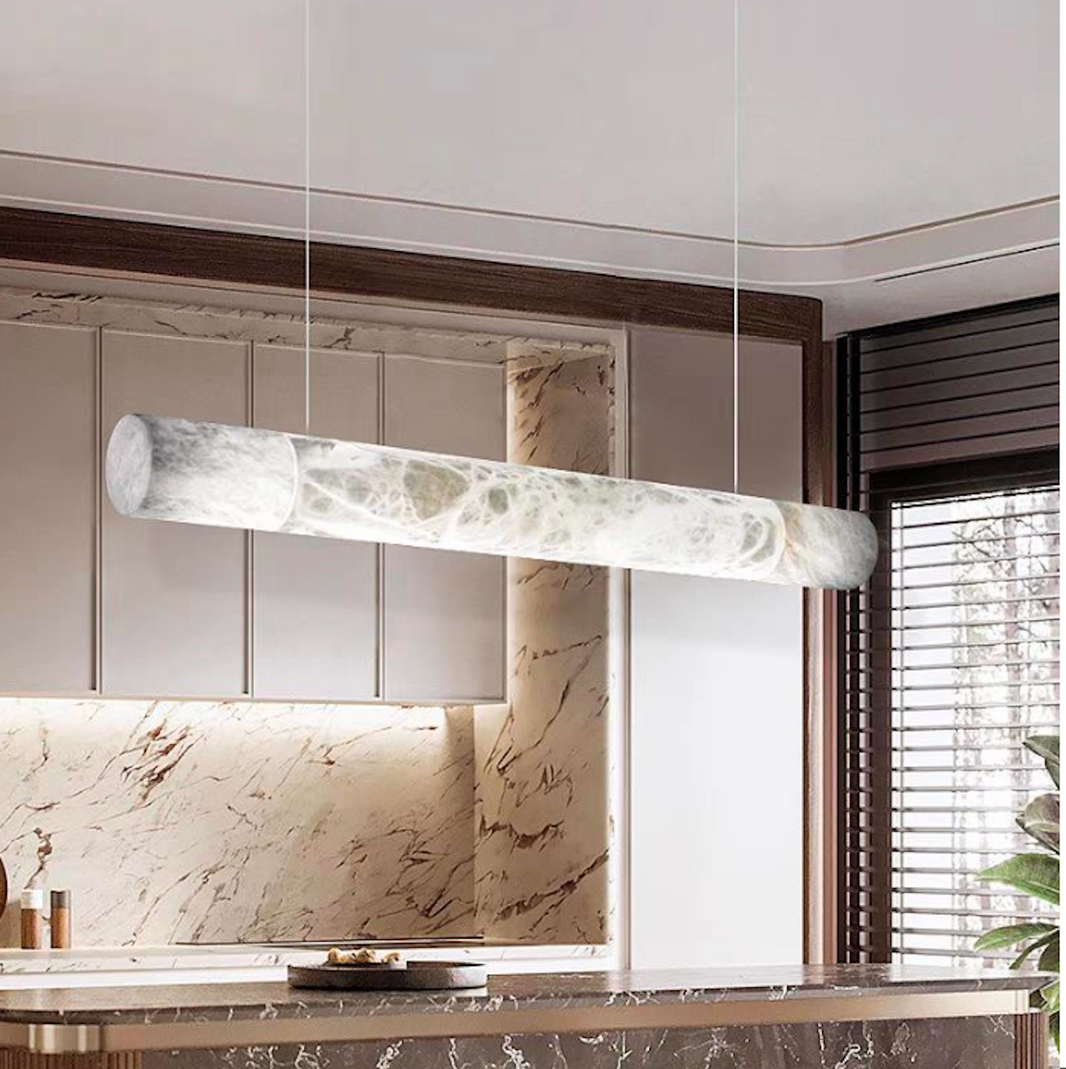 MESSENGER TUBULAR  CHANDELIER METAL AND ALABASTER IN 3 SIZES