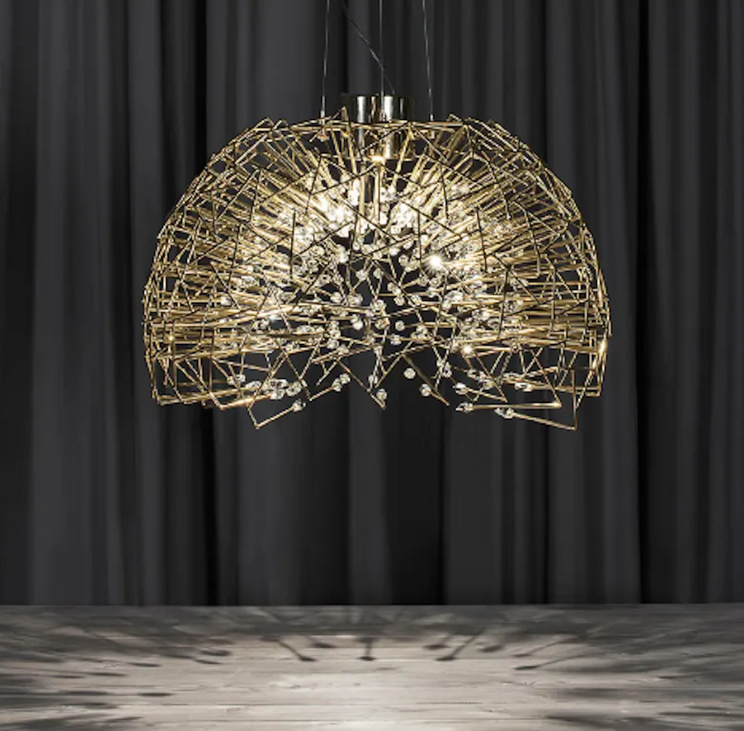 Pantheon Modern Luxury Metal and Crystal Spherical Natural Energy Pendant LED Chandelier