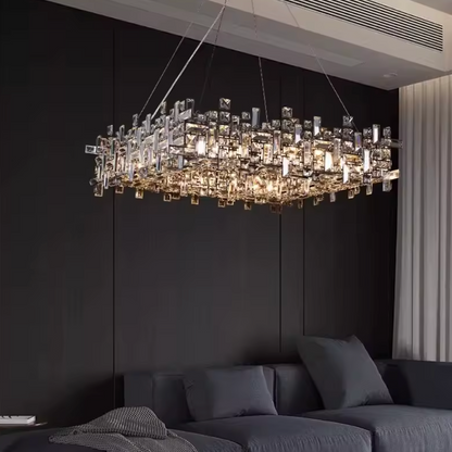 Strato Square| Refined Crystal Dining Chandelier Available in 3 sizes