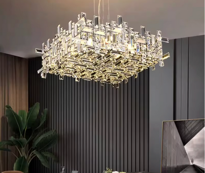 Strato Square| Refined Crystal Dining Chandelier Available in 3 sizes