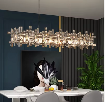Strato Elongated| Refined Crystal Dining Chandelier Available in 4 sizes