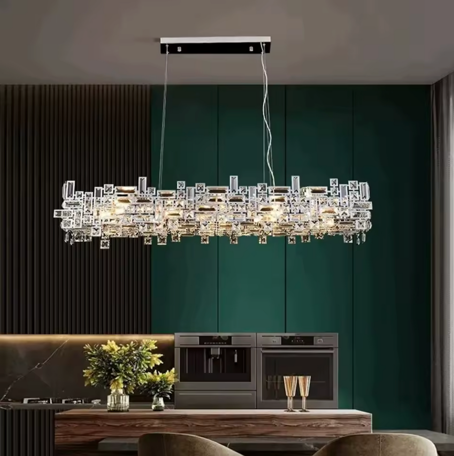 Strato Elongated| Refined Crystal Dining Chandelier Available in 4 sizes