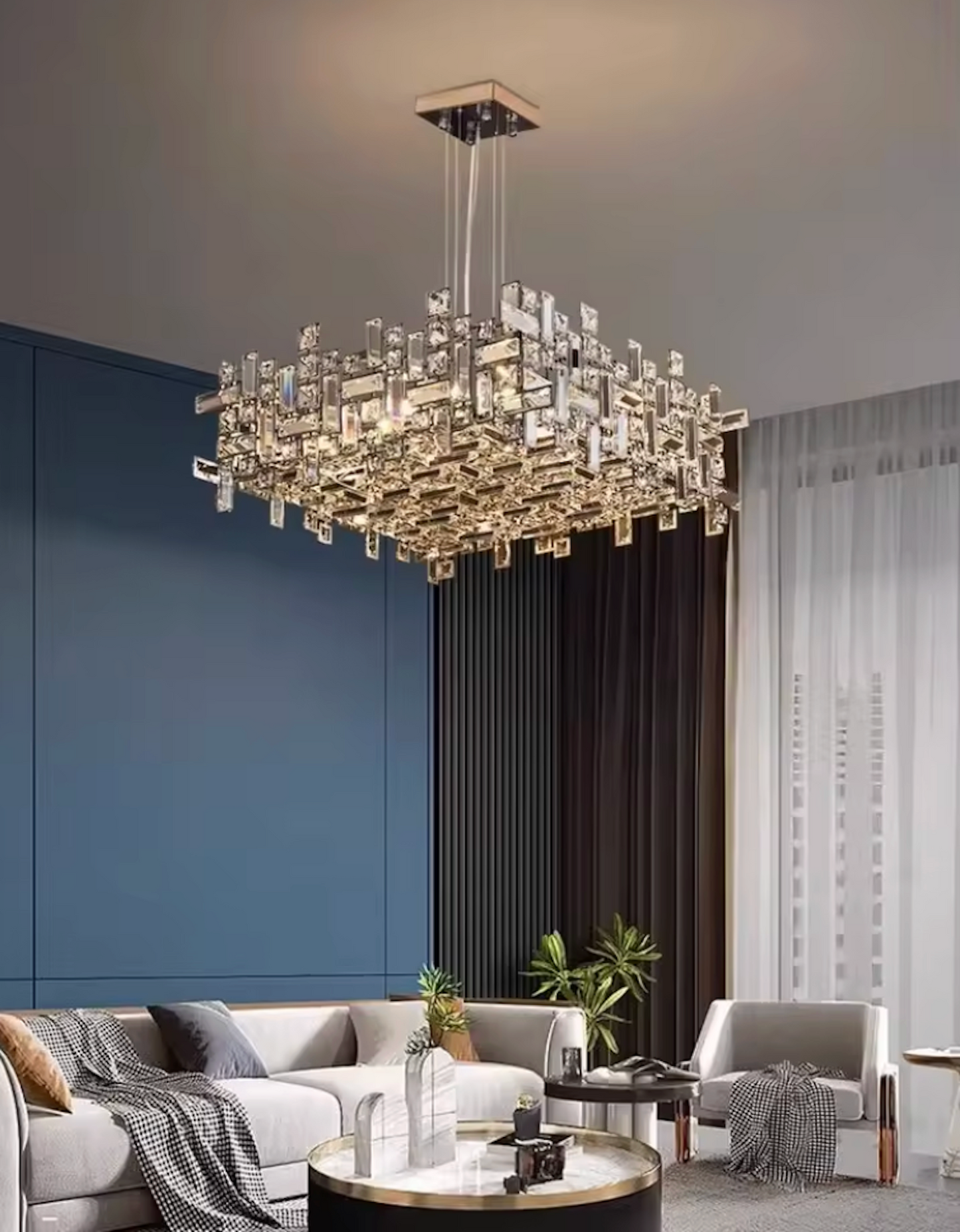 Strato Square| Refined Crystal Dining Chandelier Available in 3 sizes