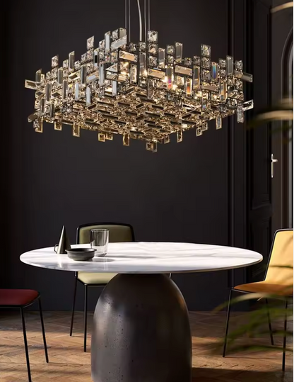 Strato Square| Refined Crystal Dining Chandelier Available in 3 sizes