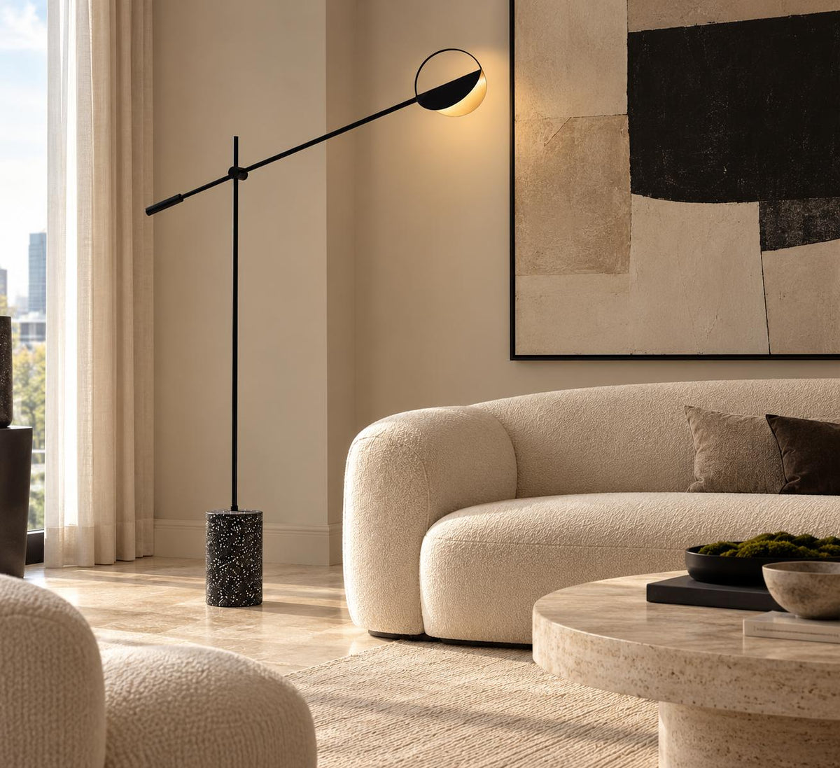 Saltimbanque Retro Marble Functional Floor Lamp available in 2 colors