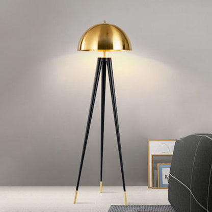 Zenith T Black Tripod With Gold Dome Shade Table  Lamp 65cm 25.60 Inch High