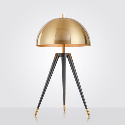 Zenith T Black Tripod With Gold Dome Shade Table  Lamp 65cm 25.60 Inch High